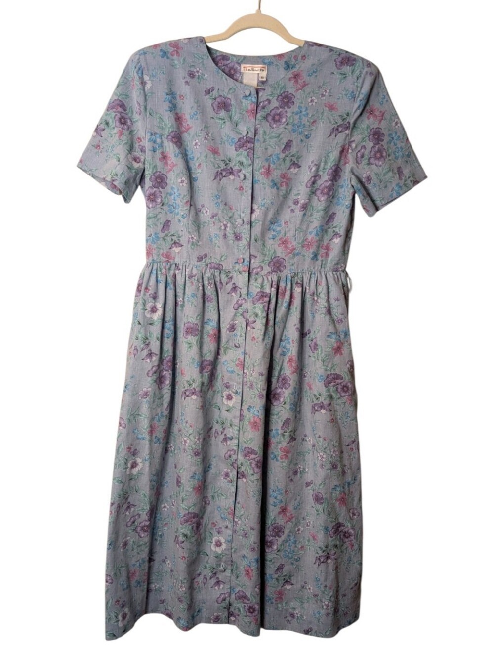 Vtg Talbots floral midi dress size 10 classic floral cottage prairie modest blue